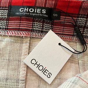 Size small red plaid pencil skirt